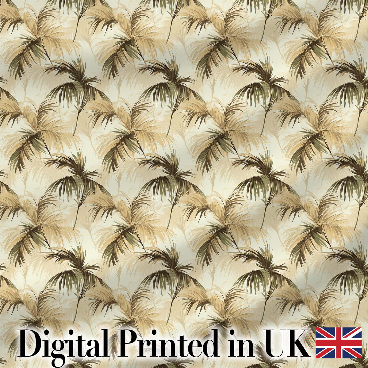Neutral Palm Leaf Silhouette Pattern in Soft Beige and Brown Tones Digital Print Fabric by the Metre UK Sewing Quilting Textile