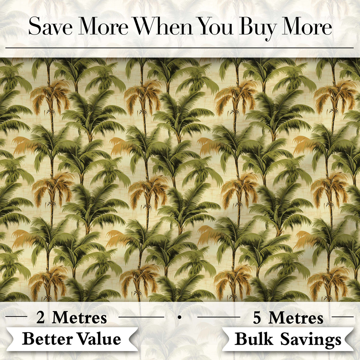 Classic Palm Tree Repeat Pattern in Olive and Golden Tones on Beige Digital Print Fabric by the Metre UK Sewing Quilting Textile