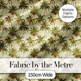 Soft Coastal Palm Tree Pattern in Muted Green and Beige Tones Digital Print Fabric by the Metre UK Sewing Quilting Textile