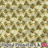 Soft Coastal Palm Tree Pattern in Muted Green and Beige Tones Digital Print Fabric by the Metre UK Sewing Quilting Textile