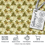 Soft Coastal Palm Tree Pattern in Muted Green and Beige Tones Digital Print Fabric by the Metre UK Sewing Quilting Textile
