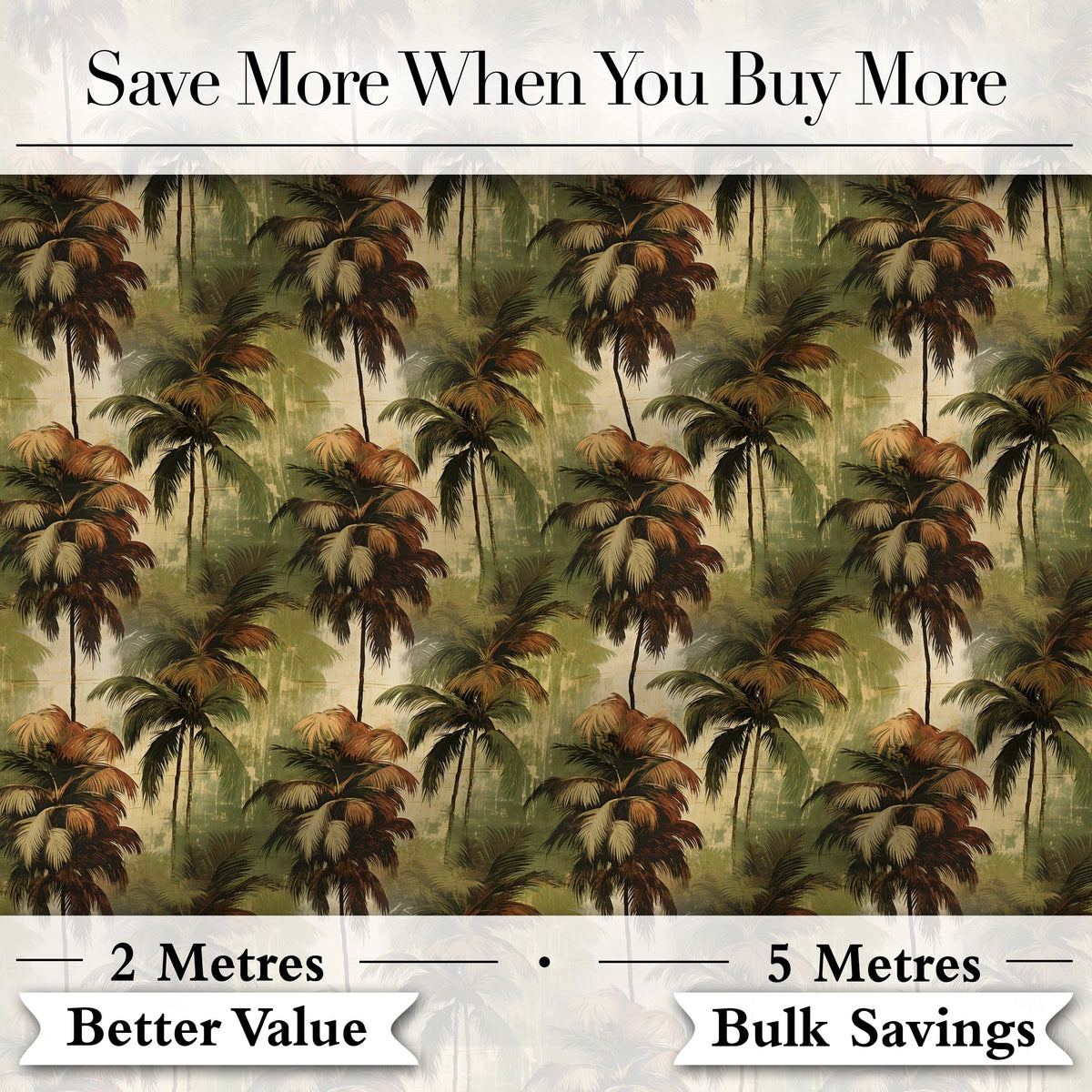 Tropical Palm Tree Pattern in Warm Brown and Green Earthy Tones Digital Print Fabric by the Metre UK Sewing Quilting Textile
