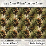 Tropical Palm Tree Pattern in Warm Brown and Green Earthy Tones Digital Print Fabric by the Metre UK Sewing Quilting Textile