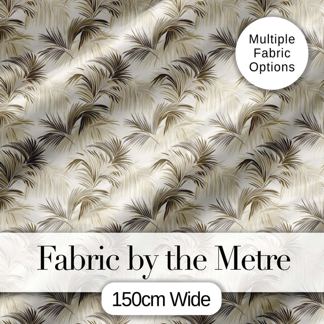Neutral Palm Leaf Silhouette Pattern in Soft Beige and Taupe Tones Digital Print Fabric by the Metre UK Sewing Quilting Textile