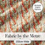 Warm Orange Floral Stripe Pattern on Light Neutral Background Vintage Style Digital Print Fabric by the Metre UK Sewing Quilting Textile