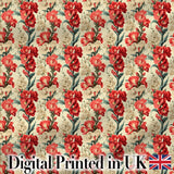 Bold Red Floral Pattern with Cream Blossoms on Light Background Digital Print Fabric by the Metre UK Sewing Quilting Textile