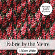 Striking Red and Pink Floral Pattern on Black Background Dramatic Botanical Digital Print Fabric by the Metre UK Sewing Quilting Textile
