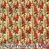 Classic Red Floral Stripe Pattern with Soft Cream Flowers on Beige Background Digital Print Fabric by the Metre UK Sewing Quilting Textile