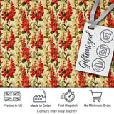 Classic Red Floral Stripe Pattern with Soft Cream Flowers on Beige Background Digital Print Fabric by the Metre UK Sewing Quilting Textile