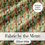 Soft Mint Green Floral Stripe Pattern with Peach and Cream Blossoms Digital Print Fabric by the Metre UK Sewing Quilting Textile