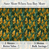 Yellow Iris Floral Seamless Pattern on Teal Background Vintage Botanical Style Digital Print Fabric by the Metre UK Sewing Quilting Textile