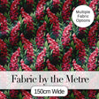 Vibrant Pink Gladiolus Floral  on Dark Green Background Botanical Digital Print Fabric by the Metre UK Sewing Quilting Textile