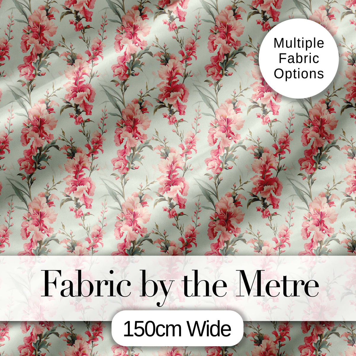 Delicate Pink Floral Seamless Pattern on Soft Sage Background Vintage Botanical Digital Print Fabric by the Metre UK Sewing Quilting Textile