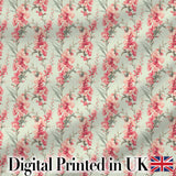 Delicate Pink Floral Seamless Pattern on Soft Sage Background Vintage Botanical Digital Print Fabric by the Metre UK Sewing Quilting Textile