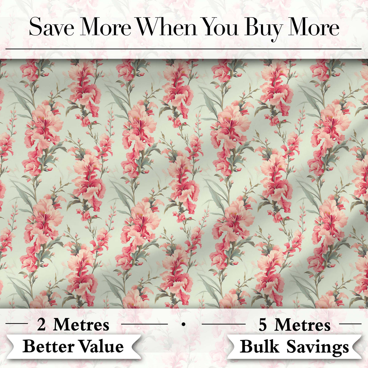 Delicate Pink Floral Seamless Pattern on Soft Sage Background Vintage Botanical Digital Print Fabric by the Metre UK Sewing Quilting Textile