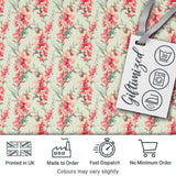 Delicate Pink Floral Seamless Pattern on Soft Sage Background Vintage Botanical Digital Print Fabric by the Metre UK Sewing Quilting Textile