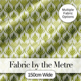 Green Art Deco Leaf Seamless Pattern on Cream Background  Geometric Digital Print Fabric by the Metre UK Sewing Quilting Textile