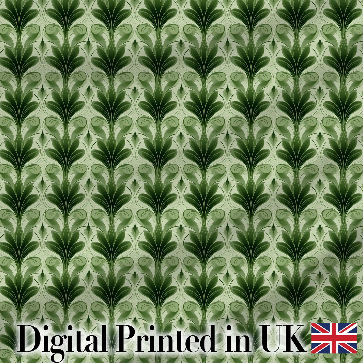 Dark Green  Leaf Wave Seamless Pattern with Organic Flowing Shapes Digital Print Fabric by the Metre UK Sewing Quilting Textile