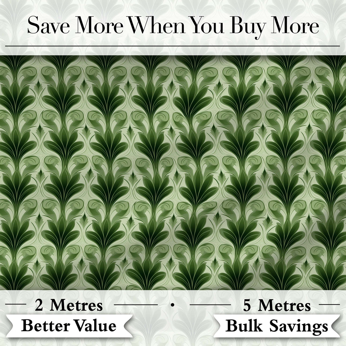 Dark Green  Leaf Wave Seamless Pattern with Organic Flowing Shapes Digital Print Fabric by the Metre UK Sewing Quilting Textile