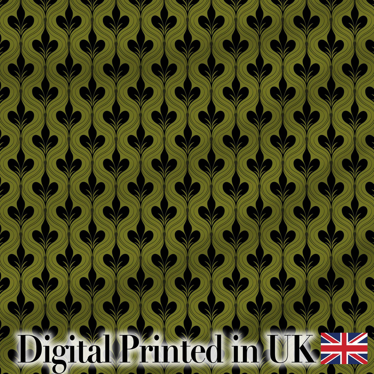 Mid Century Modern Green Leaf Geometric Seamless Pattern  Botanical Digital Print Fabric by the Metre UK Sewing Quilting Textile