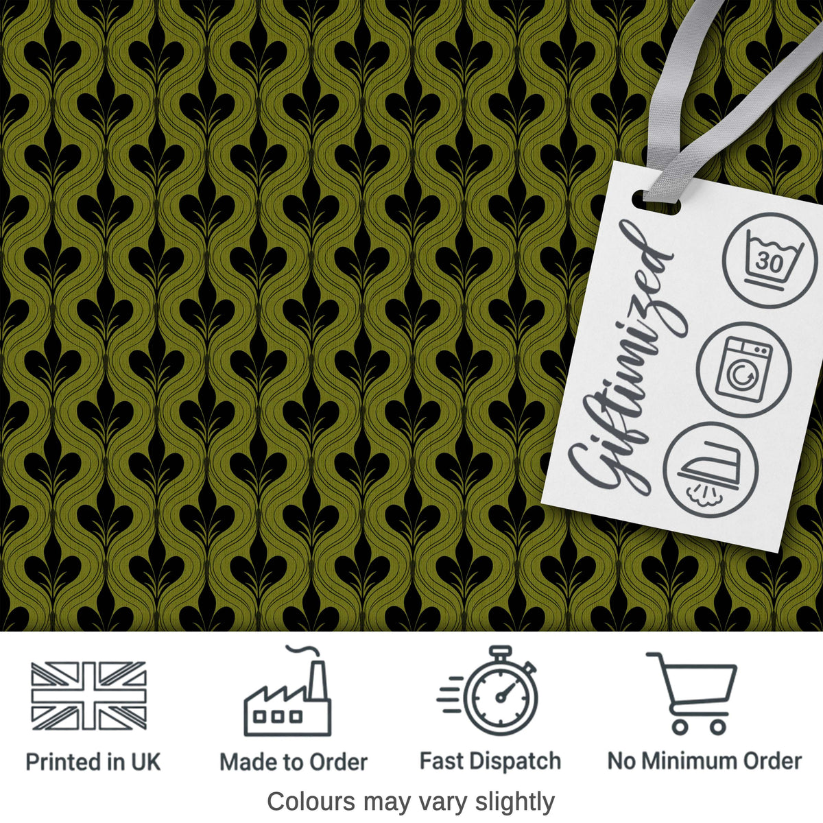 Mid Century Modern Green Leaf Geometric Seamless Pattern  Botanical Digital Print Fabric by the Metre UK Sewing Quilting Textile