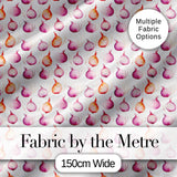 Watercolor Onion Repeat Pattern Pink and Orange Kitchen Vegetable Design Digital Print Fabric by the Metre UK Sewing Quilting Textile