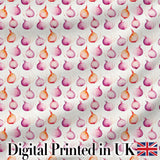 Watercolor Onion Repeat Pattern Pink and Orange Kitchen Vegetable Design Digital Print Fabric by the Metre UK Sewing Quilting Textile