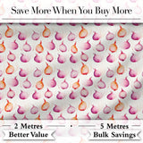 Watercolor Onion Repeat Pattern Pink and Orange Kitchen Vegetable Design Digital Print Fabric by the Metre UK Sewing Quilting Textile