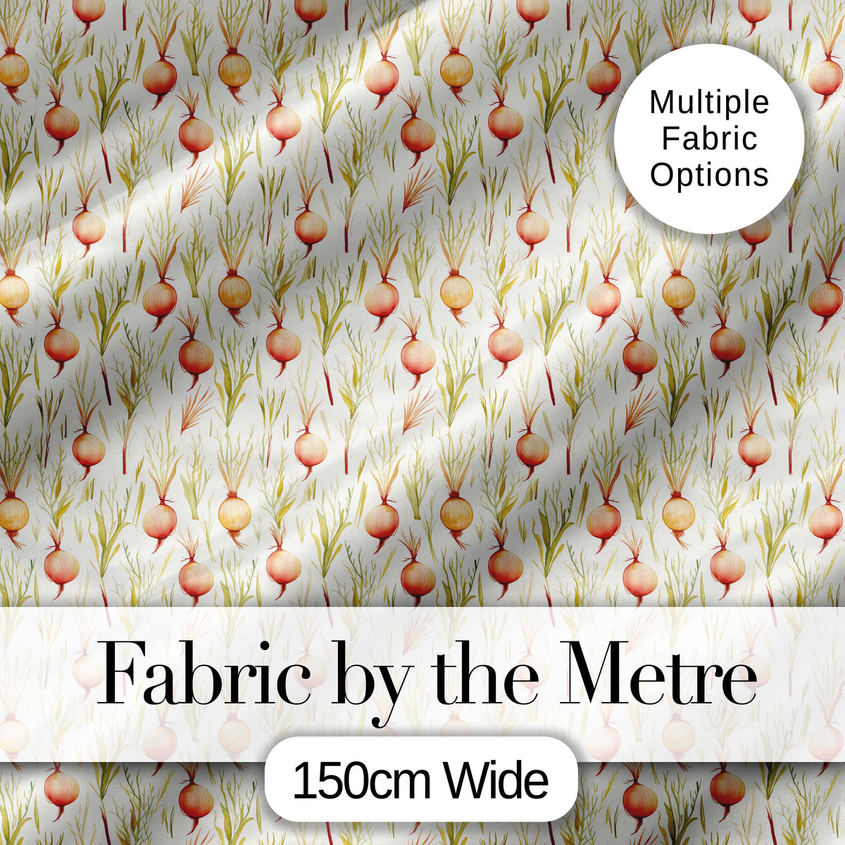 Delicate Onion and Herb Seamless Pattern Soft Botanical Garden Style Digital Print Fabric by the Metre UK Sewing Quilting Textile