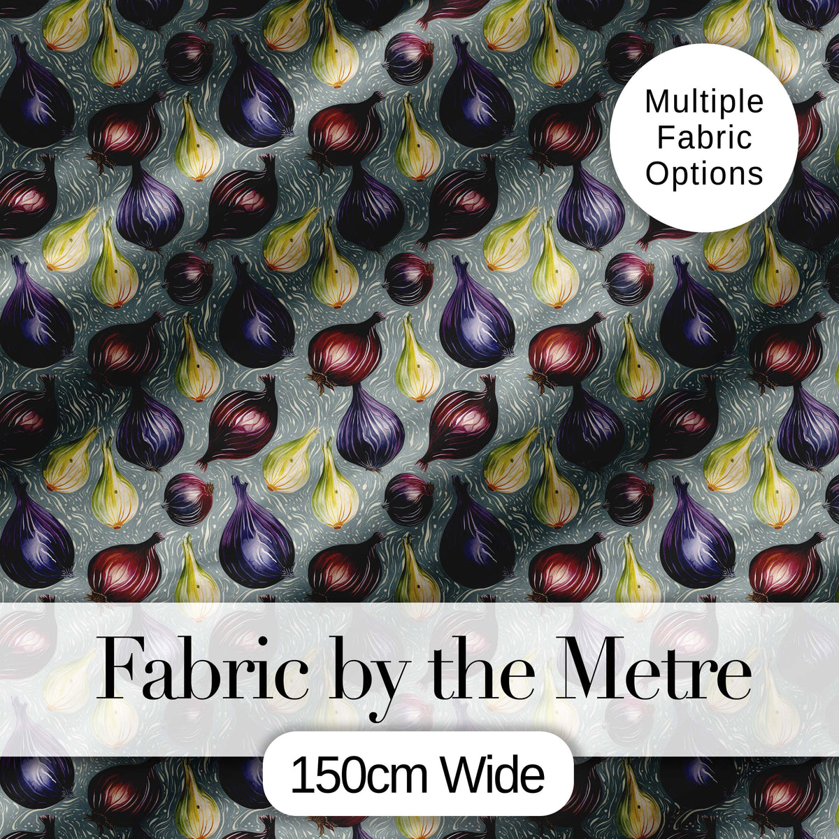 Colorful Onion Variety Seamless Pattern Rustic Farm Produce Design Digital Print Fabric by the Metre UK Sewing Quilting Textile