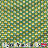 Geometric Onion Motif Pattern Green Background Modern Minimal Design Digital Print Fabric by the Metre UK Sewing Quilting Textile