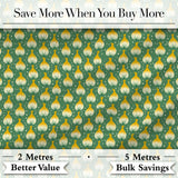 Geometric Onion Motif Pattern Green Background Modern Minimal Design Digital Print Fabric by the Metre UK Sewing Quilting Textile