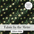 Dark Green Ornate Onion Botanical Pattern Vintage Floral Style Digital Print Fabric by the Metre UK Sewing Quilting Textile