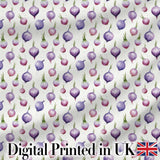 Watercolor Purple Onion Seamless Pattern Soft Kitchen Garden Theme Digital Print Fabric by the Metre UK Sewing Quilting Textile