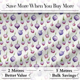Watercolor Purple Onion Seamless Pattern Soft Kitchen Garden Theme Digital Print Fabric by the Metre UK Sewing Quilting Textile