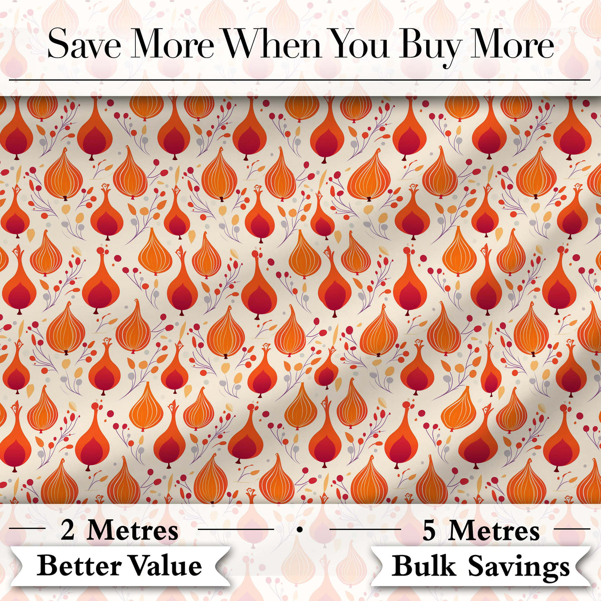 Bright Orange Onion Seamless Pattern Modern Folk Botanical Design Digital Print Fabric by the Metre UK Sewing Quilting Textile