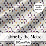 Minimal Onion Repeat Pattern Black Purple Mustard Scandinavian Style Digital Print Fabric by the Metre UK Sewing Quilting Textile