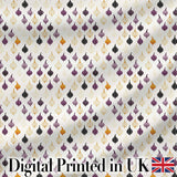 Minimal Onion Repeat Pattern Black Purple Mustard Scandinavian Style Digital Print Fabric by the Metre UK Sewing Quilting Textile
