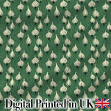 Dark Green Onion Seamless Pattern Elegant Minimal Botanical Design Digital Print Fabric by the Metre UK Sewing Quilting Textile