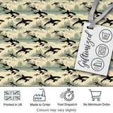 Stylised Orca Whale Underwater Seamless Pattern Marine Botanical Design Digital Print Fabric by the Metre UK Sewing Quilting Textile