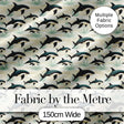 Orca Whale Coastal Landscape Seamless Pattern Ocean Nature Scene Digital Print Fabric by the Metre UK Sewing Quilting Textile
