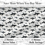 Realistic Orca Whale Seamless Pattern Ocean Wildlife Illustration Digital Print Fabric by the Metre UK Sewing Quilting Textile