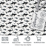 Realistic Orca Whale Seamless Pattern Ocean Wildlife Illustration Digital Print Fabric by the Metre UK Sewing Quilting Textile