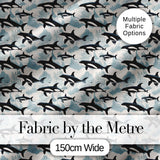 Orca Whale Ocean Wave Seamless Pattern Nautical Marine Design Digital Print Fabric by the Metre UK Sewing Quilting Textile