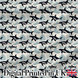Orca Whale Ocean Wave Seamless Pattern Nautical Marine Design Digital Print Fabric by the Metre UK Sewing Quilting Textile