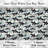 Orca Whale Ocean Wave Seamless Pattern Nautical Marine Design Digital Print Fabric by the Metre UK Sewing Quilting Textile