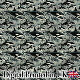 Detailed Orca Whale Water Texture Seamless Pattern Marine Life Design Digital Print Fabric by the Metre UK Sewing Quilting Textile
