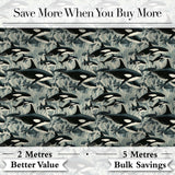 Detailed Orca Whale Water Texture Seamless Pattern Marine Life Design Digital Print Fabric by the Metre UK Sewing Quilting Textile