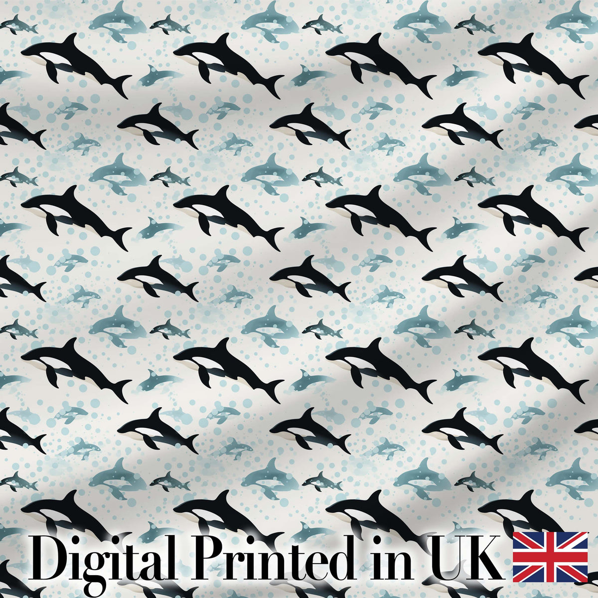 Orca Whale Forest Landscape Seamless Pattern Nature Meets Ocean Design Digital Print Fabric by the Metre UK Sewing Quilting Textile