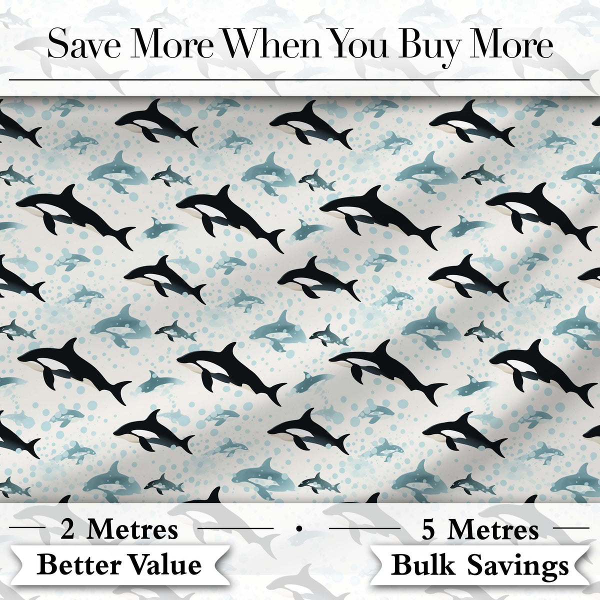 Orca Whale Forest Landscape Seamless Pattern Nature Meets Ocean Design Digital Print Fabric by the Metre UK Sewing Quilting Textile